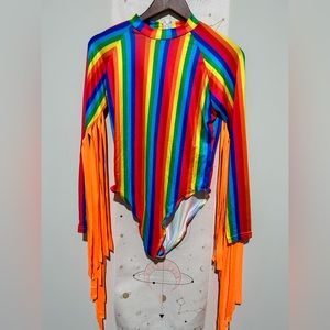 Rainbow fringe bodysuit
